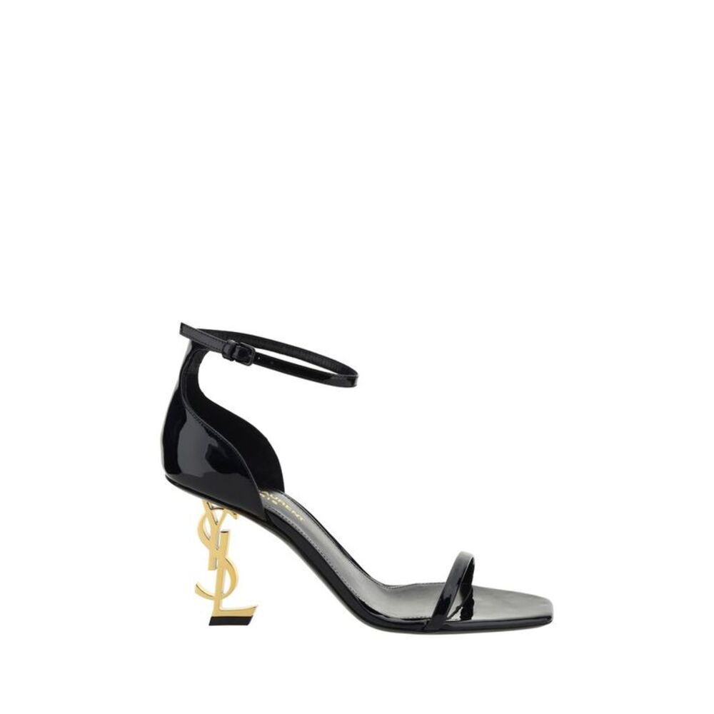 Saint Laurent Black Calf Leather Bos Taurus Stiletto Heel Women's Sandals